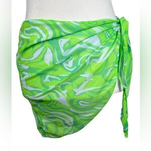 SHEIN Neon Lime Green Swirl Stretchy Beach Wrap Sarong
